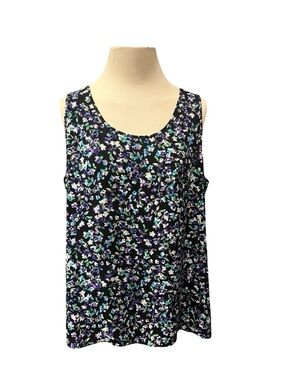 Express Black Floral Scoop Neck Tank Top
